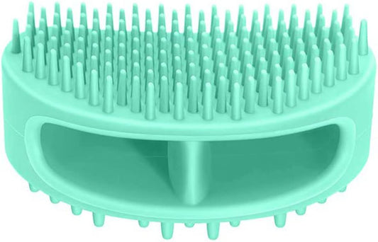 Professional Pet Grooming Brush Set for Dogs and Cats - Soft Silicone Bath and Massage Brush for Short or Long Hair, Teal